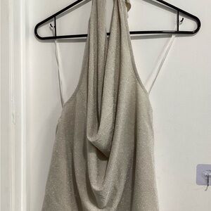 Express Shimmering Cream Drape Top